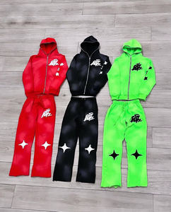 Custom Winter for Flared Jogger Set Unisex Zip up Hoodie Pants <b>Streetwear</b> <b>Y2K</b> Hip Hop Cotton Fleece Tracksuit Professional Wear - Product Image 1