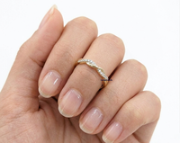 LURBA JEWELS 14 Ayar Sarı Altın Bükümlü Sonsuzluk Mozanit Sertifikalı Alyans Kadınlar İçin Pave Bantlı İstiflenebilir Yüzük Minimalist Yüzük