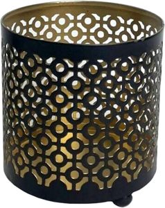 <b>Black</b> (Gold Inside) Metal Jar Holder <b>Candle</b> Sleeve 4.5" High. Votive, Tea Light <b>Lanterns</b> Ideal Gift for Weddings, Parties, - Product Image 6