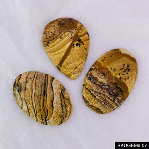 หินแจสเปอร์ขัดมันด้วยมือแบบเรียบอัญมณีหลวมสำหรับทำเครื่องประดับรูปทรงผสม - Product Image 3