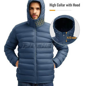 Veste d'hiver matelassée décontractée pour homme, couleur unie, avec fermeture éclair sur le devant, coupe-vent, streetwear, nouvelle mode, service OEM - Product Image 5