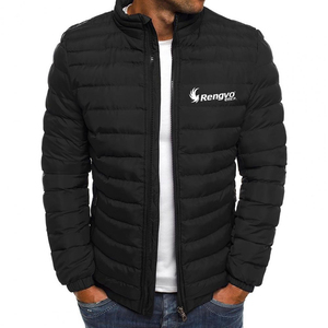 2021 Men's Casual Solid <b>Stand</b> Collar Zipper Closure Hooded <b>Crystal</b> Decoration Cotton Filled Puffer Jacket Pockets Warm Winter - Product Image 1