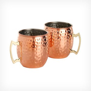 Tasses en cuivre pur à motifs de marteau à la mode pour la maison et le bar avec tasses en céramique manipulées - Product Image 4