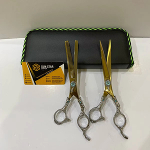 PURE 440C GOLD nouveauté droitier haute qualité ciseaux de coiffure Dragon poignée en acier inoxydable PU pochette en cuir Sharp - Product Image 3