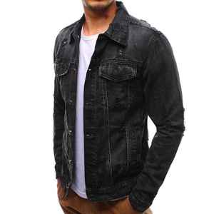 Veste en jean tissé enduit de haute qualité pour homme, à capuche et col montant, personnalisable, imperméable, respirante, coupe-vent, avec fermeture éclair, pour l'automne - Product Image 3