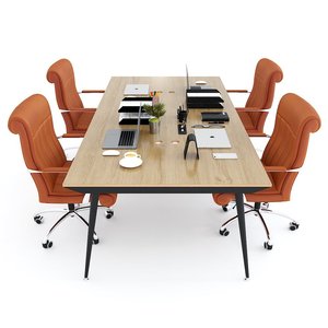 Table de salle à manger moderne minimaliste pour 4 personnes, 240x120cm, plateau en contreplaqué avec pieds en fer HBCO027 - Product Image 4