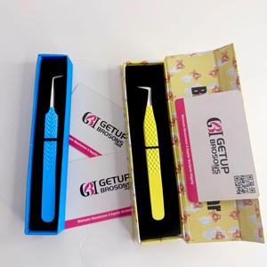 Pince à cils GETUP BROSONS IMPEX 90 degrés en acier inoxydable, pointe argentée 90 degrés, anti-magnétique, anti-statique, prise en main parfaite - Product Image 2