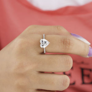 Anillo de compromiso de diamantes en forma de corazón cultivado en laboratorio de 2,00 CT, anillo de ajuste pavimentado de oro sólido de 14K, regalo para mujeres, certificado IGI - Product Image 4