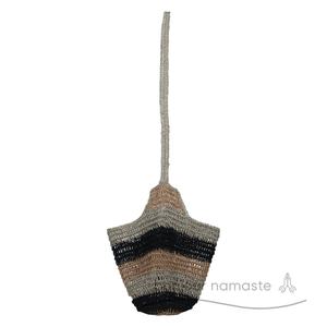 Borsa Tote fatta a mano in juta nero Beige arancione chiaro con cerniera Eco mercato bohémien spiaggia di viaggio quotidiano all'ingrosso Canada europa - Product Image 6