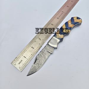 Couteau pliant de poche en acier Damas forgé à la main, étui en cuir, qualité industrielle OEM, garantie 3 ans, cadeau, vente en gros de couteaux - Product Image 5