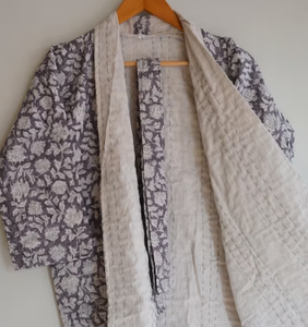 วินเทจ Kantha แจ็กเก็ต unisex หรูหราผ้าฝ้ายคุณภาพดีอบอุ่นแขนยาวพิมพ์ลายสำหรับผู้หญิงโลโก้บนหลัง - Product Image 3