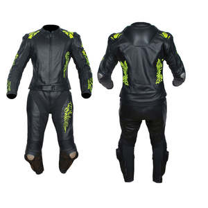 Traje de carreras de cuero de alta visibilidad para motocicleta y protección contra impactos a prueba de viento automático para uso en la calle Ropa de carreras reflectante - Product Image 1