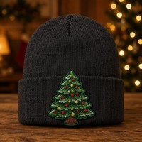 Patch brodé Arbre de Noël à coudre, Applique décorative en tissu pour vestes, sacs à dos, chapeaux, DIY