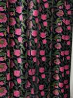 Rideau en velours de coton style vintage, motif floral bleu, draperies bohèmes, velours de coton de luxe, style vintage