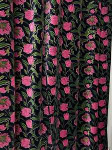 Vintage Style Cotton Velvet Curtain Floral Design Blue Boho Drapes Velvet Style Cotton Luxury Cotton Velvet Vintage - Product Image 3