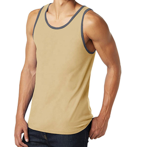 Camiseta sin Mangas de Punto para Hombre, Color Sólido, Cuello Redondo, Estilo Casual, Beige con Ribete Oscuro, Harry Johnson Production 2026 - Product Image 3