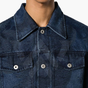 Vente en gros de vestes en jean à manches longues à la mode vestes en jean bleu déchirées pour hommes veste d'hiver personnalisée jeans pur coton - Product Image 5