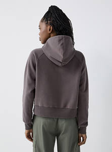 Chándal con capucha y cuello con cremallera y técnica de teñido liso de longitud larga para comodidad y estilo en la restauración del logotipo de la temporada de invierno - Product Image 5