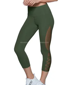 Leggings de sport moulants en Nylon Spandex pour femmes, vêtements de sport respirants à la taille, personnalisés, 10 pièces