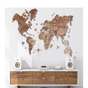Grandes enseignes murales en bois personnalisées en 3D, style Art déco, pour les voyages dans le monde, pour la décoration intérieure - Product Image 2