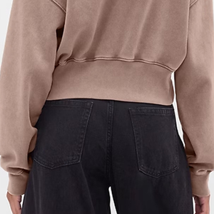 <b>Cropped</b> Hoodie With Custom Logo Design For Wholesale Bulk Buyers With <b>Zip</b> <b>Up</b> Closure And Hood Full Sleeves Design With Hood 2026 - Product Image 6