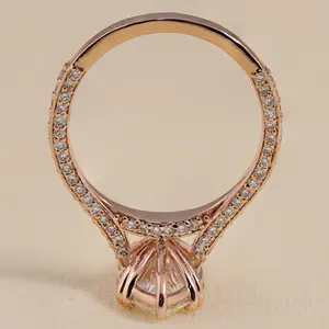 Marquise Lab Grown Solitaire Engagement <b>Ring</b> Classic Cut Diamond Pave <b>Band</b> Sterling Silver Gold 2.52 TCW VS1 Clarity 2.0mm <b>Band</b> - Product Image 2