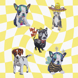 Patch thermocollant en PVC à sequins motif chien de dessin animé pour vêtements, sacs, accessoires et décoration intérieure - Product Image 1