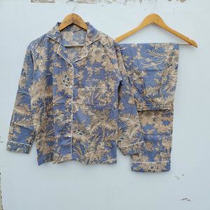 ชุดนอนสตรีผ้าฝ้าย100% ทำมือสุดหรูชุดนอนลำลองผ้านิ่มลายดอกไม้สวมใส่สบาย - Product Image 2