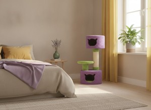 Arbre à chat en fausse fourrure Amistar Sigma de haute qualité, hauteur 125 cm, 4+ niveaux, pour chats et chatons de toutes tailles et de tous âges - Product Image 5