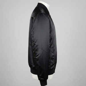 Veste varsity noire à fermeture éclair pour homme, veste letterman entièrement noire, blouson baseball à fermeture éclair, prix de gros - Product Image 3