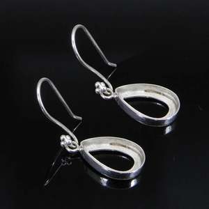 ต่างหูแบบตะขอแขวนกึ่งเมานต์ทำจากเงินแท้925ฝาแก้วทรงลูกแพร์ต่างหูแบบห้อยเปล่า - Product Image 1