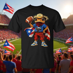 T-shirt promozionale a tema calcistico con rana Coqui di Porto Rico - Product Image 3