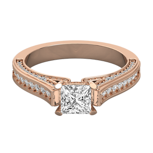 Bague de fiançailles solitaire en or jaune/rose/blanc 10K avec diamant de laboratoire rond/princesse pour femme, diamants remplis certifiés IGI - Product Image 6