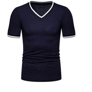 เสื้อยืดคอวีเข้ารูปสำหรับผู้ชายเสื้อยืดผ้าคอตตอนแขนสั้นกำหนดโลโก้ได้เอง - Product Image 4