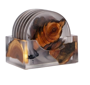 ที่รองแก้วทำจากเรซินธรรมชาติโดยตรงที่รองแก้วเครื่องดื่มชากาแฟวอลนัท - Product Image 2