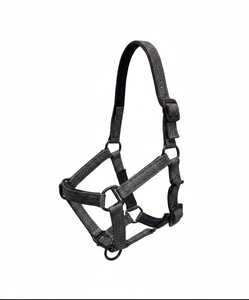Rub International Leather Horse <b>Halter</b> with Reflective Sparkle Glitter | English Saddle Style Rope <b>Halter</b> | High-Density Webbing - Product Image 1