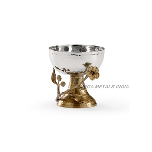 Bol de centre de table élégant en métal doré avec base de style tronc d'arbre, bol de service décoratif pour table à manger et décoration intérieure - Product Image 2