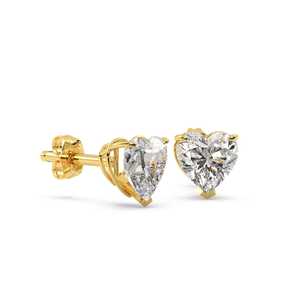 Boucles d'oreilles en or jaune 18 carats avec diamants taille cœur 2,00 carats (G-H VS2-SI1) - Product Image 2