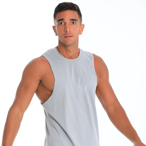 100% camiseta sin mangas de algodón puro para hombre, camiseta sin mangas con cuello, Camiseta de punto de manga corta, holgada, de gran tamaño, estilo informal, transpirable - Product Image 5