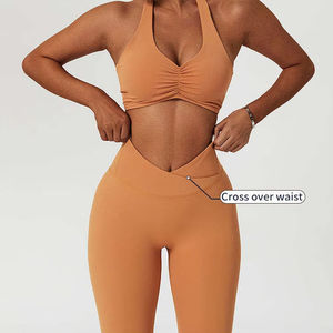 Personalized High Support Racerback Yoga Bra Leggings Set Front Breathable Customizable Women's Workout Gym Fitness Yoga Pants - Product Image 3