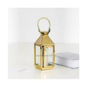 Juego de 2 Faroles Cuadrados de Metal/Vidrio, Ecológicos, Modernos, de Lujo, con Acabado Dorado Brillante, para Decoración de Mesa en Bodas, Hogar y Pascua - Product Image 6