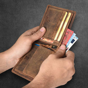 Portefeuille en cuir véritable à deux volets avec motif de fil - Product Image 6