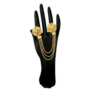 Kriaa Double Doigt Anneau Brun Autrichien Pierre Chaîne À La Mode 1503207 Anneau - Product Image 1