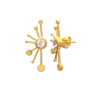 คริสตัลพลอยชุบทองง่ายต่างหู - Product Image 2