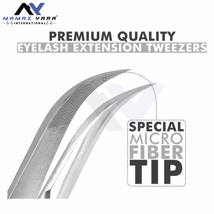 Tweezers Set of 5 Diamond Grip Eyelash Tweezers Stainless Steel Professional Lash Tweezer for Eyelash Extensions Silver Color