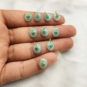 Pendentif en amazonite miniature double pierre précieuse, vermeil or, amazonite miniature avec charmes en agate mousse, pendentif pour boucles d'oreilles et collier - Product Image 3