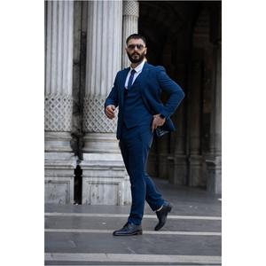 Abito a righe blu Navy taglio italiano-Slim Fit SD4961