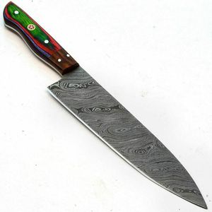 มีดเชฟครัวแบบมืออาชีพด้ามจับไม้แข็งทำจากเหล็กดามัสกัสแบบสั่งทำ100% โลโก้ได้ - Product Image 3