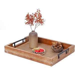 Plateau de service rectangulaire en bois massif d'excellente qualité Plateau de service en bois naturel pour une utilisation polyvalente aux prix de gros - Product Image 5