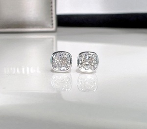 Pendientes de Diamante Cultivado en Laboratorio con Corte Cojín de 1.00CT, Engaste de Bisel, Oro Blanco de 14K, para Mujer, Regalo de Boda - Product Image 4